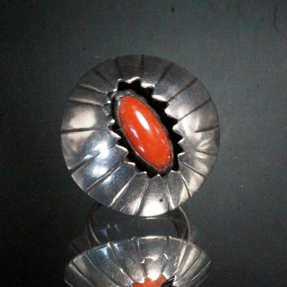 Jewelry - Vintage Native American Navajo Shadow Box Coral Ring